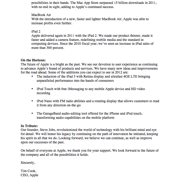 Apple Shareholder Letter Lauren Osborn's Online Portfolio